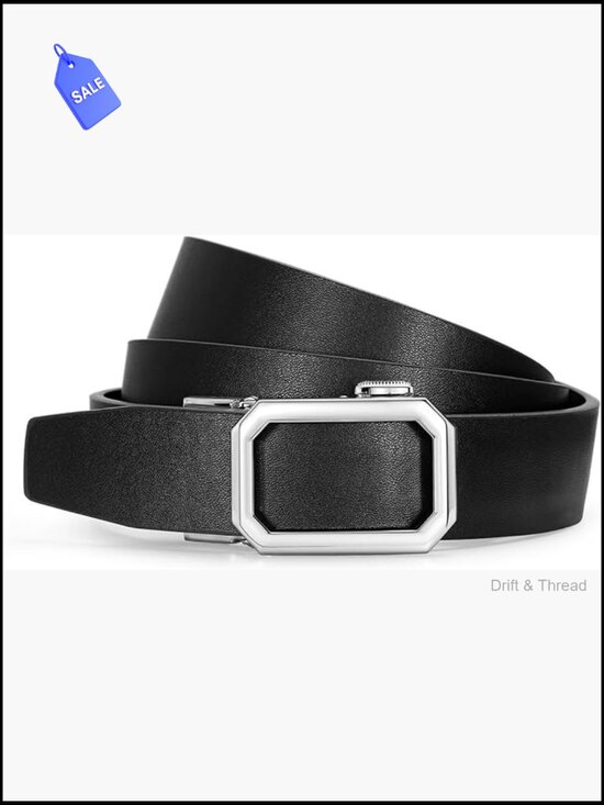 Women\'s Ratchet Belt with Automatic Sliding Buckle, Adjustable Microfiber main image 5
